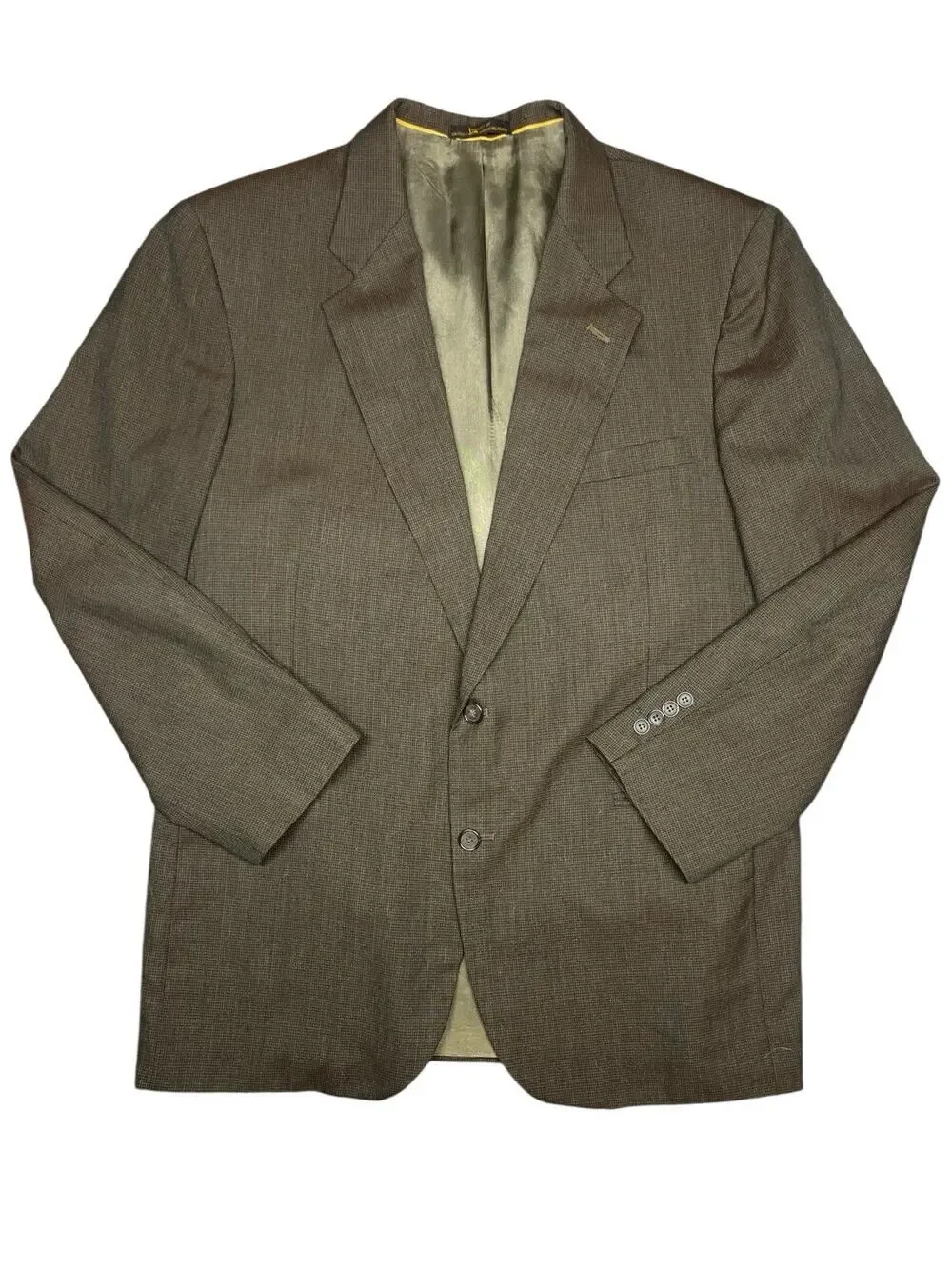 Vintage Stanley Blacker 46L 100% Wool Blazer Brown Micro Check Made in USA